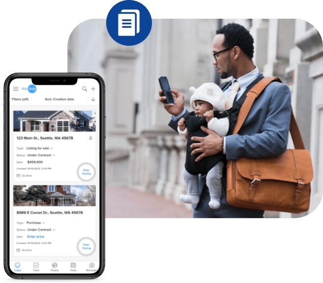 Dotloop premium Mobile Product Image with Real Estate Agent Working Remotely Dotloop premium Mobile Product Image with Real Estate Agent Working Remotely
