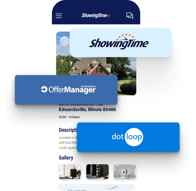 ShowingTime+ real estate products include ShowingTime, Offer Manager, and dotloop.
