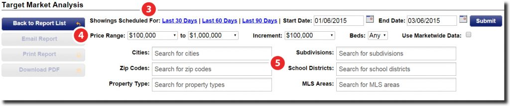 Target Market Analysis search fields