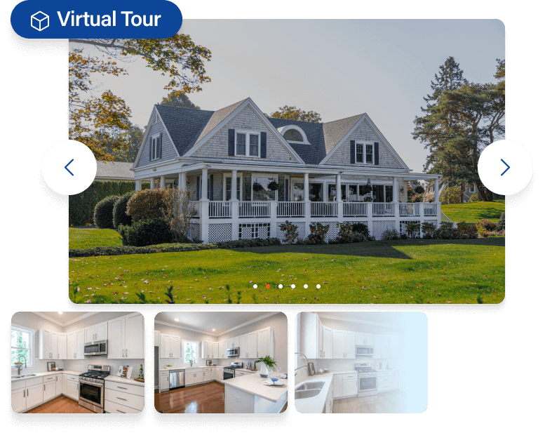 Screenshot of a Listing Showcase virtual tour gallery showing off beautiful photos of a house.